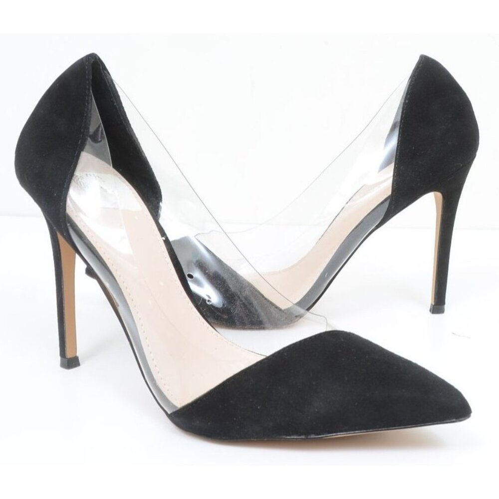 Victoria's Secret size 7.5 Transparent Clear Velvet Pointed Toe Sexy Heels